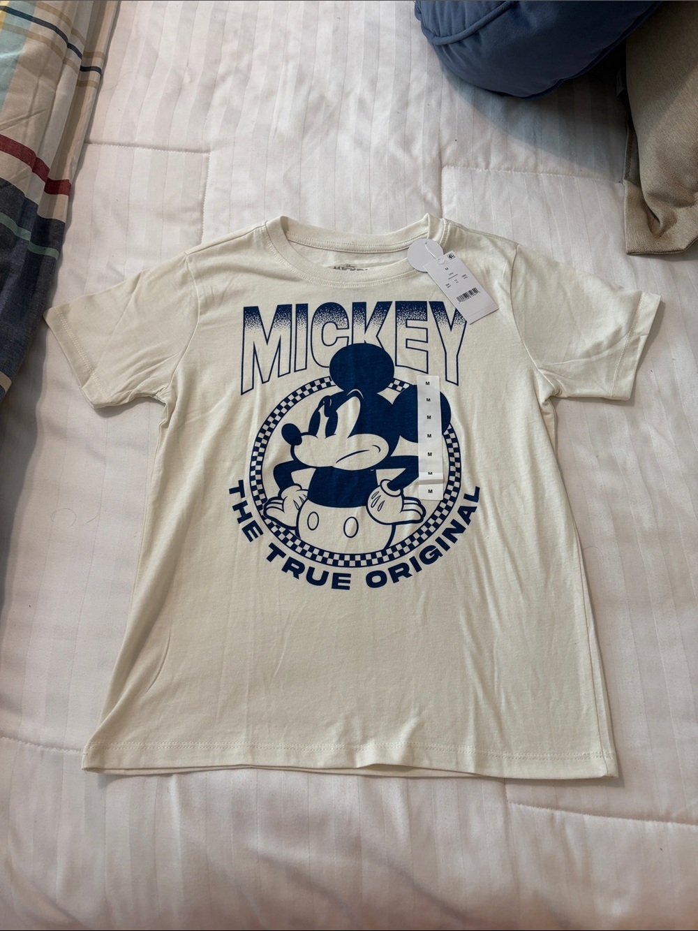 Disney Cream Kids T-Shirt with Navy Mickey Print